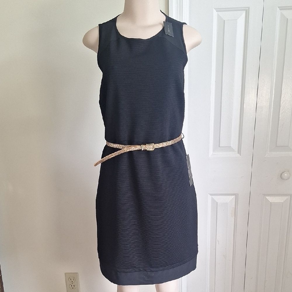 The Limited Black Sleeveless Dress with Gold Glitter Belt, Size Medium
